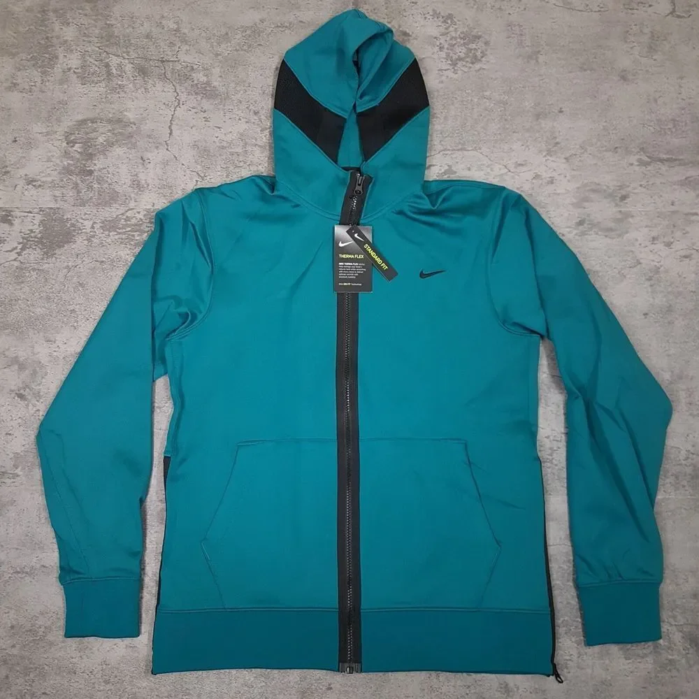 NIKE Therma‎ Flex Showtime Full Zip Hoodie Jacket Mens Size MEDIUM Teal Green